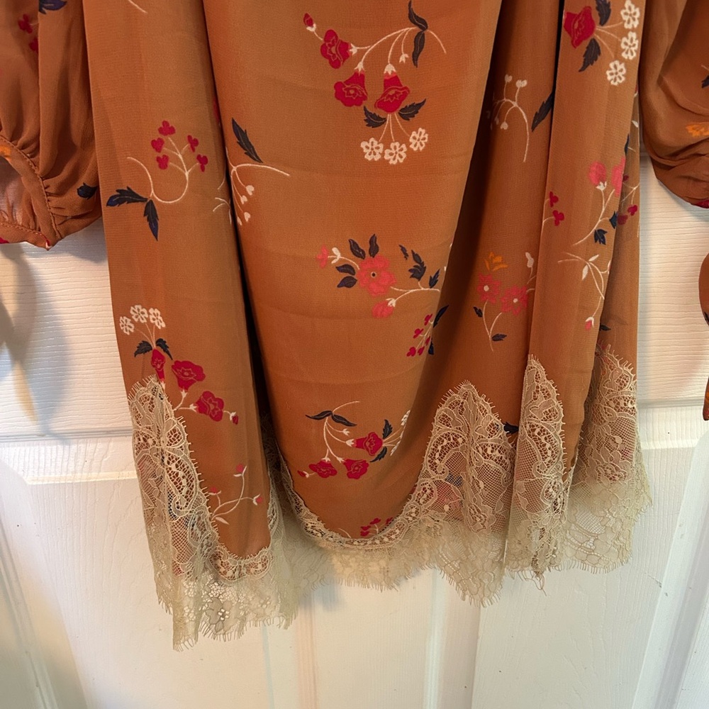 Lush Brown Floral Boho Dress - Picture 3 of 5